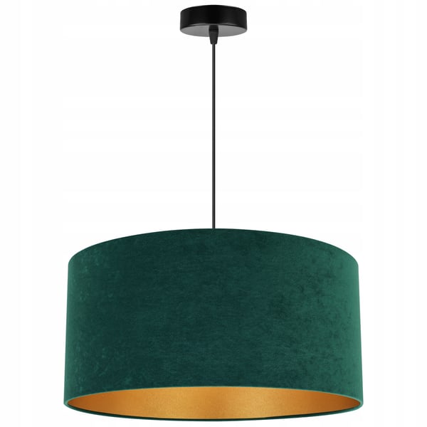 HÆNGENDE LAMPE LOFTSKRONE GYLDEN FLØJLSSKÆRM