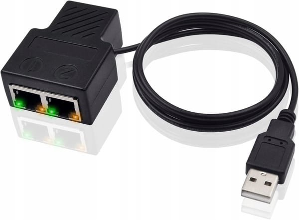 SPLITTER LAN 1x2 ADAPTER SWITCH SPLITTER 2xRJ45 ETHERNET 100Mbps