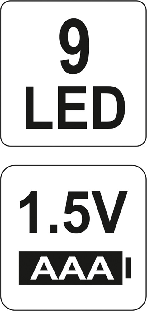 ALUMINIUMSLOMMELYGTE, 9 LED'ER, SORT - YT-08570