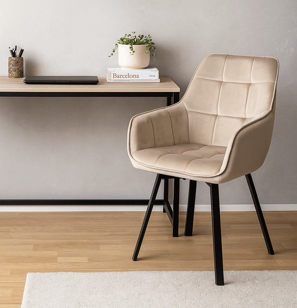 TOGO sammetsklädd snurrstol beige
