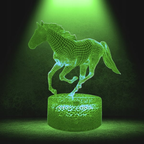 Hevonen työpöydän yölamppupöytälamppua lapsille 16 LED 3D kaukosäätimellä