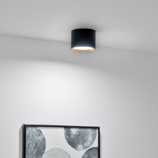 HALOGEENI-valaisin, pinta-asennettava, SUNLA Tuba Gx53 LED-kohdevalaisin, kattovalaisin, sylinteri, musta ja kulta, LUMILED