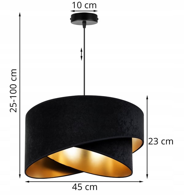 HÆNGENDE LAMPE LOFTSKRONE GYLDEN FLØJLSSKÆRM