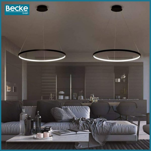 Ring LED-taklampa mattsvart 25W modern industriell hängande