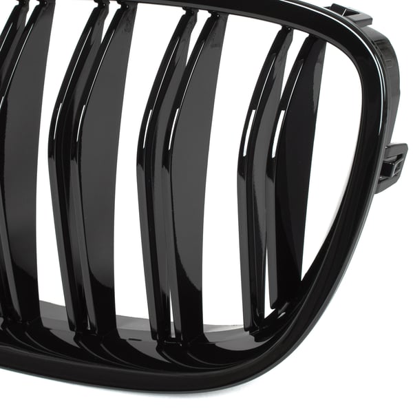 BMW 5 F07 GT 09-17 gitter mellem forlygterne (nyrerne) venstre + højre sæt SORT GLOSSY DOBBELT BAR
