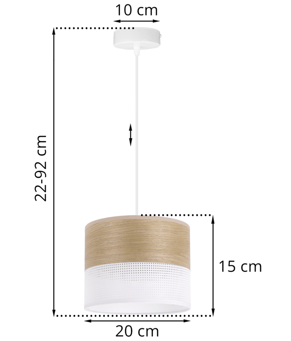 ENKELT HÆNGELAMPE, LAMPESKÆRM I GYLDEN EGEFRONT, 20 CM