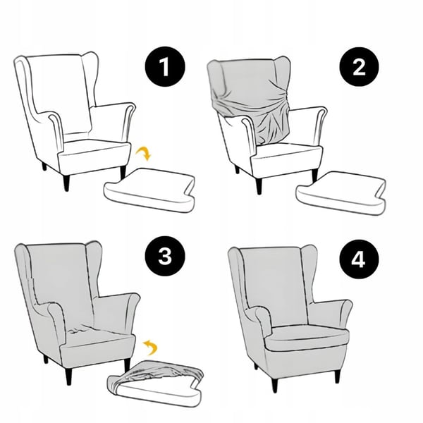 Wingback-tuolin päällinen, joustava, harmaa, helppo puhdistaa, sametti