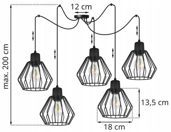 Hængelampe, loftslysekrone, trådskærm, LED
