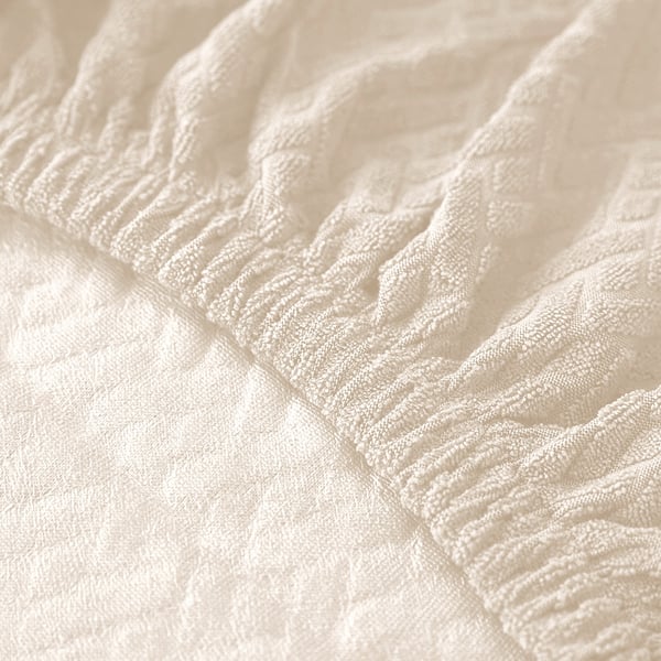 Tuolinpäällinen, luonnonvalkoinen, joustava jacquard-kangas [10-Z1-EC]