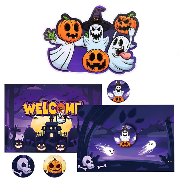 Halloween fest invitationer kuvert postkort klistermærker tysksprogede 12 stk. Halloween fest invitationer kuvert postkort klistermærker tysksprogede 12 stk.
