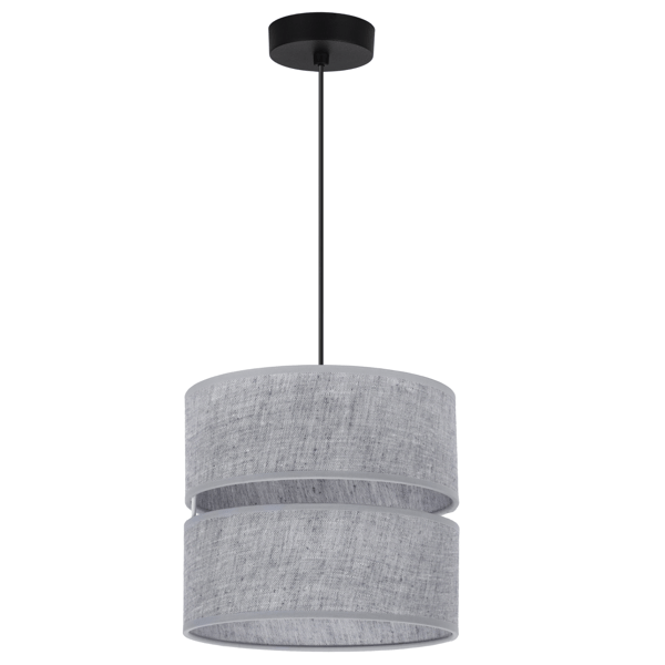 DUO SORT HØRHÆNGELAMPE 1 FLAD GRÅ LAMPESKÆRM L04 20CM