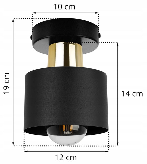 LOFTSLAMPE, VÆGLAMPE, PLAFON, LAMPESKÆRM, SORT LED