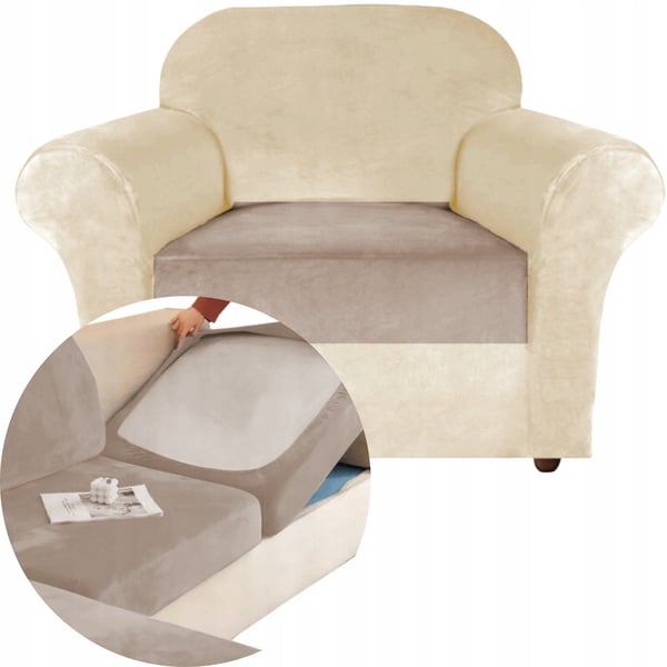 Sofaovertræk beige cappuccino fløjl 60-90 cm