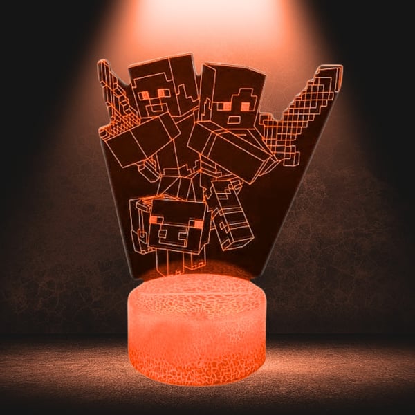 Pöytäyövalaisin lapsille Minecraft Creeper 16 LED 3D + kaukosäädin