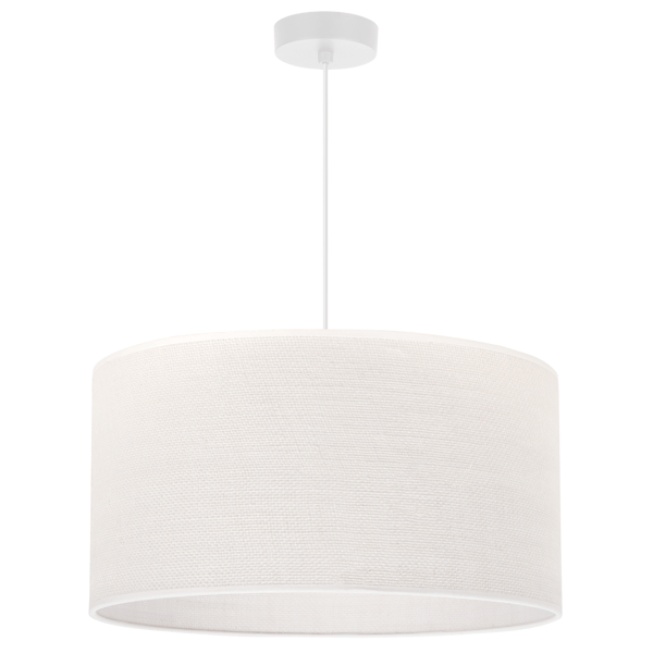 HVID JUTE HÆNGELAMPE 1 FLAD HVID LAMPESKÆRM 45CM E27