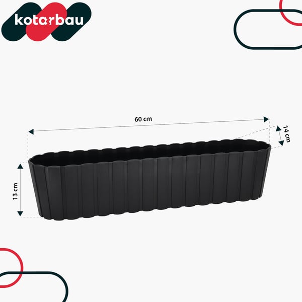 Oval blomkruka för balkongterrass rustik antracit 60 cm 6 st