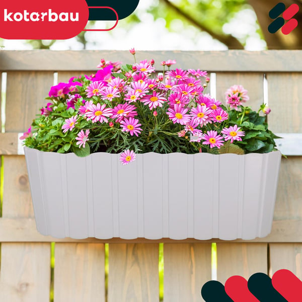KOTARBAU® Balkonglåda blomkruka för räcke oval rustik vit 400 mm 6-pack
