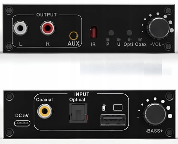 LYDKONVERTER USB DAC TOSLINK KOAKSIAL CINCH AUX EKSTERNT LYDKORT