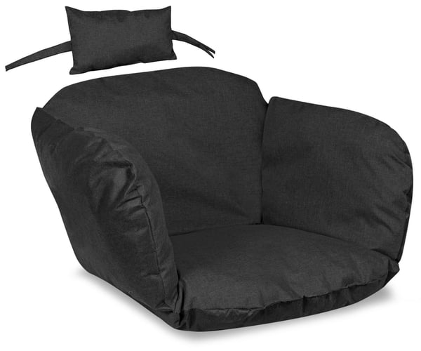 Havepude 112x113 cm til hængestol storkerede vandtæt sort