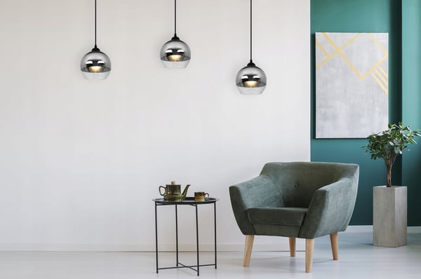 ELEGANT HÆNGELAMPE, GLASLAMPE, KROM LED