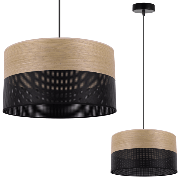 YKSITTÄINEN RIIPPUVALAISIN, KULTAINEN TAMMIVIILULAMPUNVARJOSTIN, 30 CM