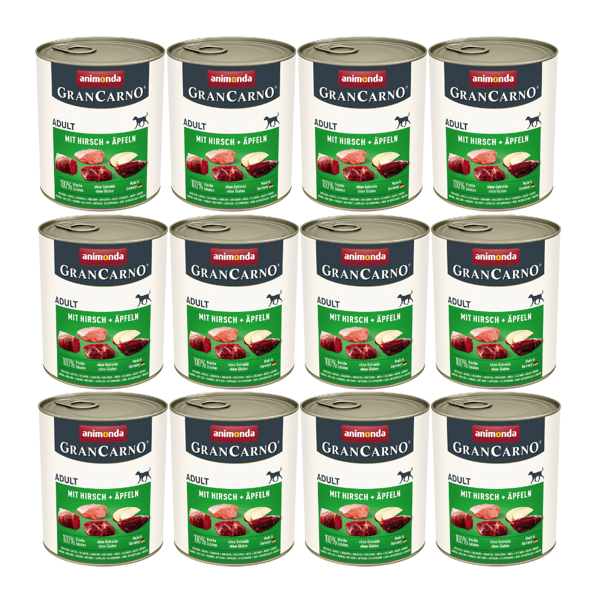 ANIMONDA GranCarno våtfoder för vuxna hundar med hjort och äpple 12 x 800 g