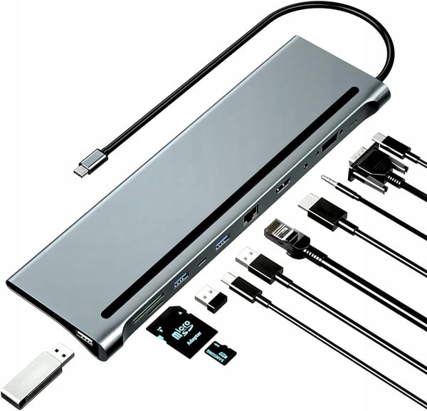 USB-C HUB 11-i-1 HDMI LAN VGA RJ45 SD DOCKING STATION Macbook Pro Air M1 M2