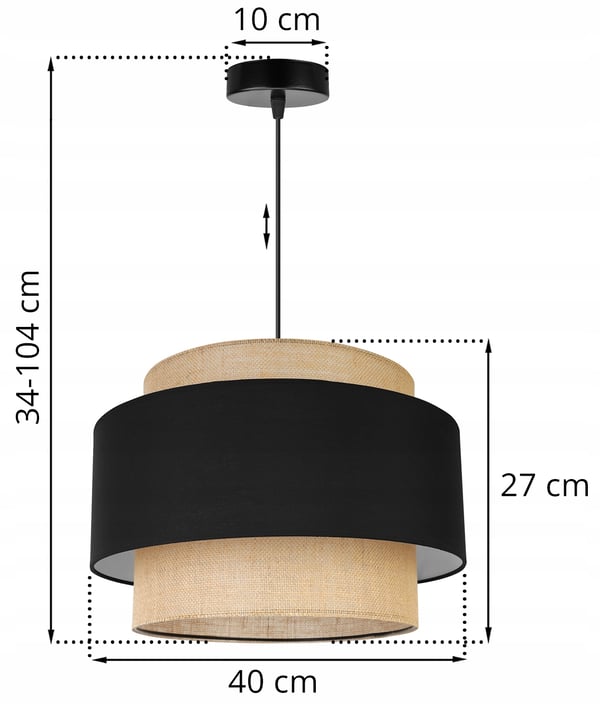 Hængende lampe, loftslysekrone, lampeskærm, boho juta