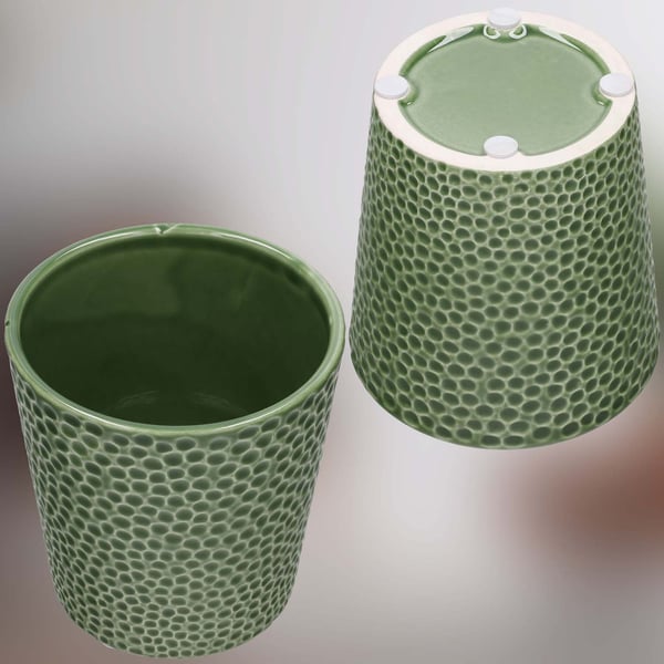 KOTARBAU® Sæt med grønne urtepotter 11 cm med transparent støtte 58 cm til blomster Keramik urtepotte plastik plantestøttesæt til orkideer