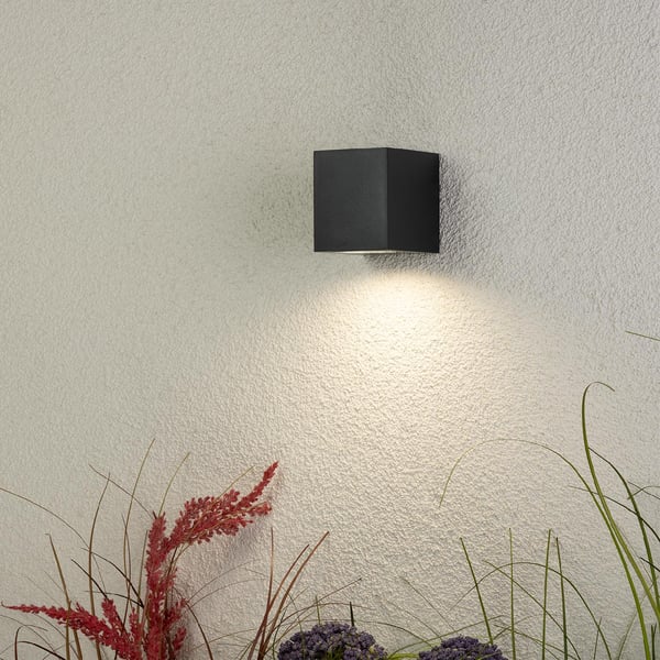 Trädgårdsvägglampa, Fasad, Utomhuslampa, GU10, ALLIUM, Svart, Fyrkantig, LUMILED