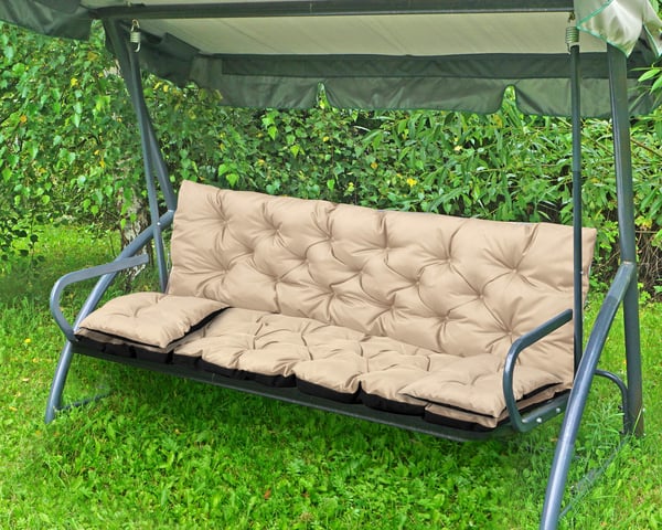 Havepude 180x60x50 cm + 2 puder til gyngesofa vandtæt beige