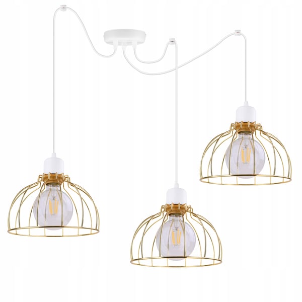 Lofthængende lampe med lysekrone i gylden edderkop-stil