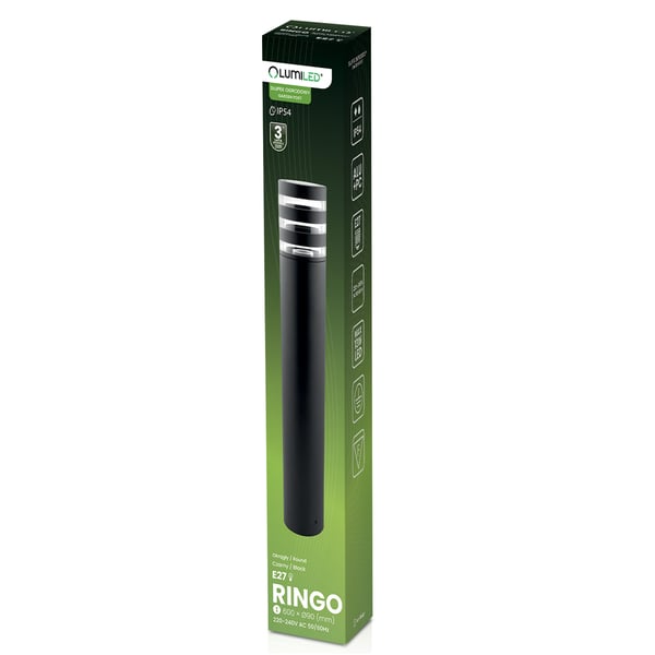 Trädgårdslampa stolpe utomhus stående E27 LED RINGO 60cm LUMILED