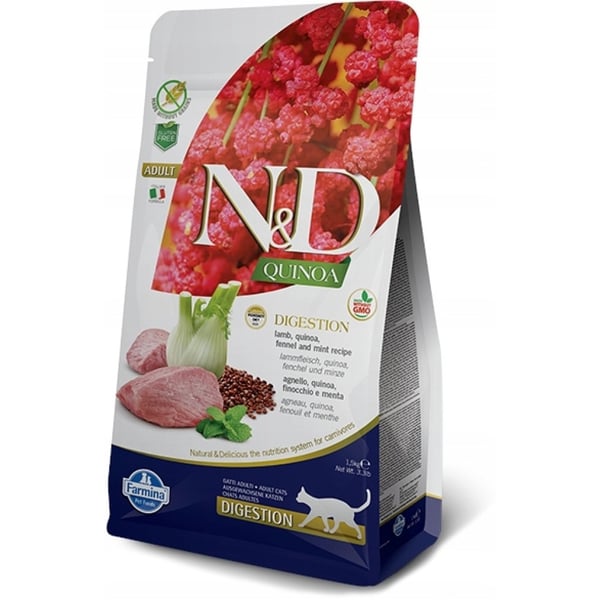 FARMINA N&D CAT QUINOA DIGESTION Lamm och fänkål foder