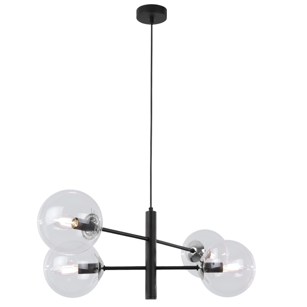 VICENZA HÆNGELAMPE SORT KROM 4 FLAD KLAR LAMPE E14