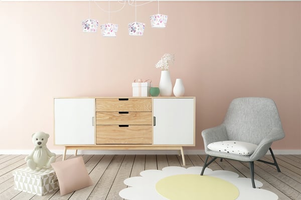 Lofthængende lampe med loftskrone og edderkopskærm