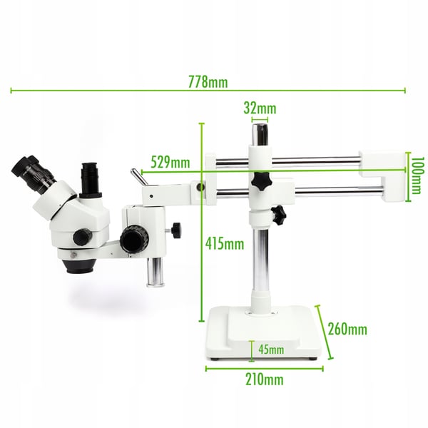 Techrebal 10HW trinokulaarinen stereomikroskooppi - valkoinen SZM7045T-STL2