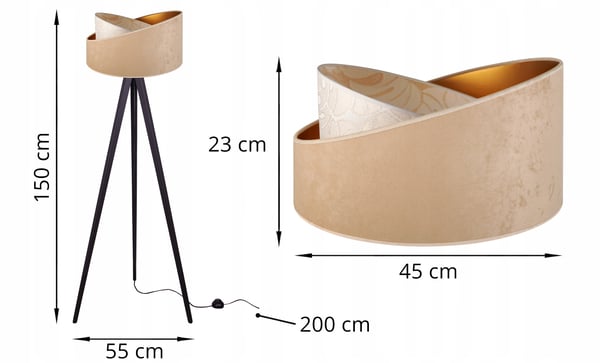 GULVLAMPE MED STÅENDE TRIPOD MØNSTER AF TRÆSKÆRM