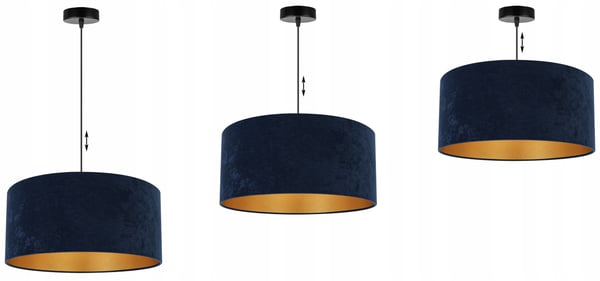 HÆNGENDE LAMPE LOFTSKRONE GYLDEN FLØJLSSKÆRM