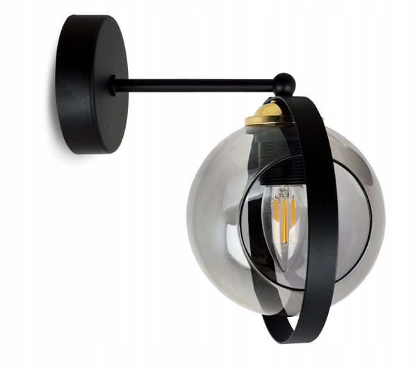 MODERNE GLAS VÆGLAMPE MED GRAFITRING