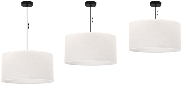 HÆNGELAMPE SORT JUTE 1 FLAD HVID LAMPESKÆRM 45CM E27