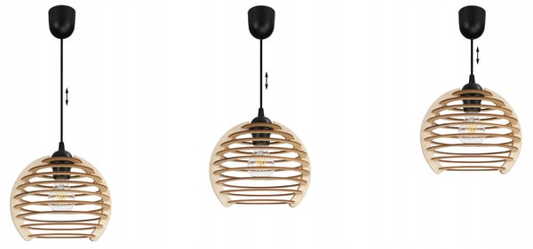Hængende lampe, loftslysekrone, træ, LED lampeskærm