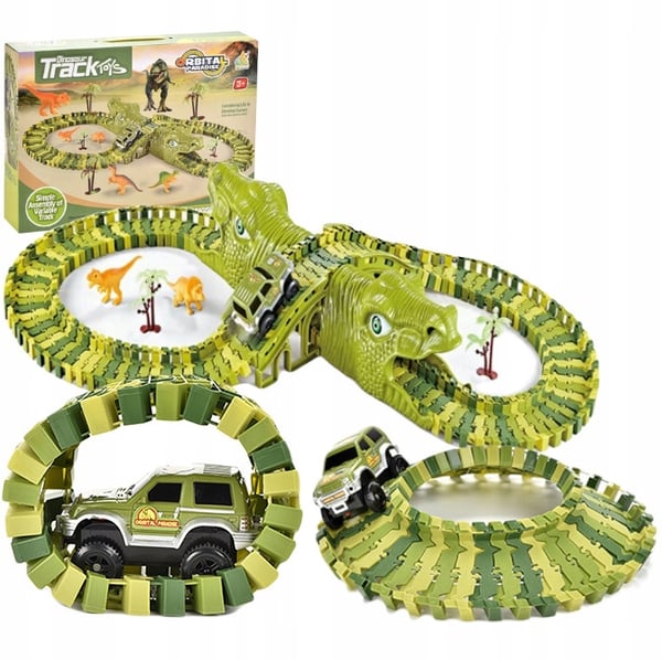 Stora racerbana-byggeklodser dinosaurie dino T-Rex-bane 140 dele Stora racerbana-byggeklodser dinosaurie dino T-Rex-bane 140 dele