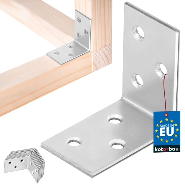Kotarbau® Kirvesmiehen kulmaliitin ruostumatonta terästä sinkittyä 40 x 40 x 25 mm 12 kpl:n sarja