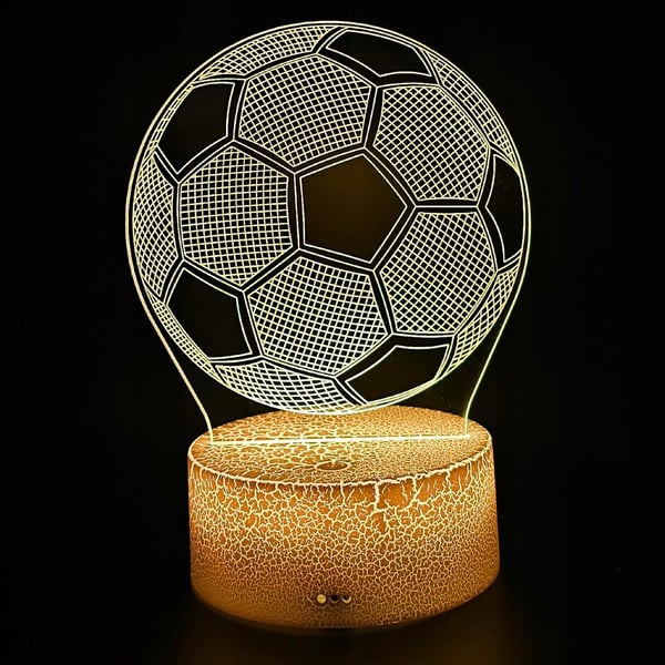 Nattbordslampa för barn fotboll 16 LED 3D med fjärrkontroll