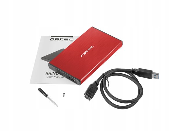 Natec Rhino Go USB 3.0 2,5" SATA HDD/SSD-kabinet, rød