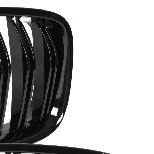 BMW 5 F07 GT 09-17 gitter mellem forlygterne (nyrerne) venstre + højre sæt SORT GLOSSY DOBBELT BAR