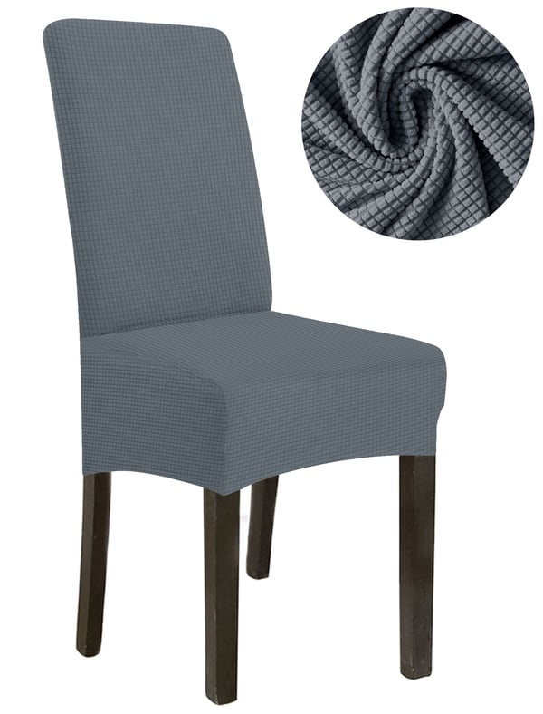 Tuolinpäällinen, paksu jacquard, tummanharmaa, koko L, korkea selkänoja 70 cm Tuolinpäällinen, paksu jacquard, tummanharmaa, koko L, korkea selkänoja 70 cm