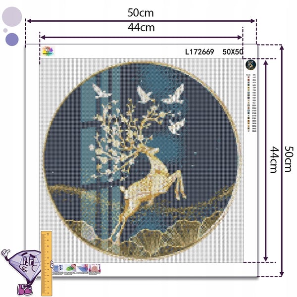 Ob_XL_27 diamantmaling 50x50 - Dyr, Gyldent Hjort