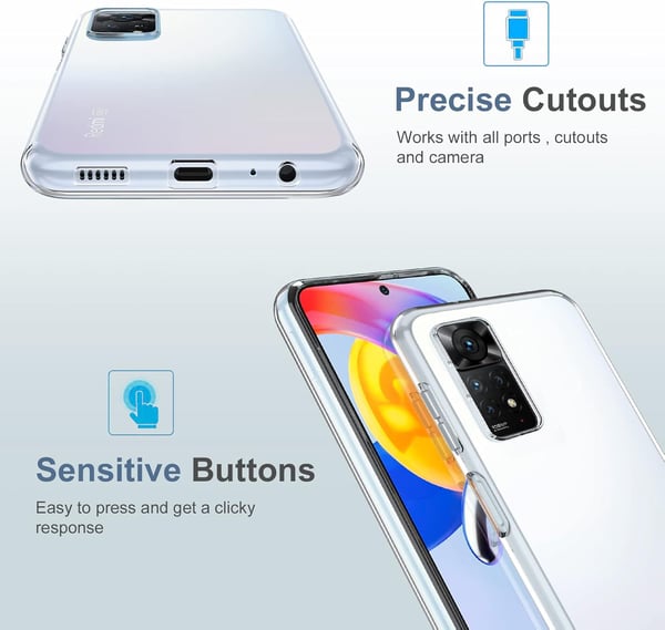 Etui til Redmi Note 11 Pro / Redmi Note 11 Pro+ gennemsigtig + 2x glas